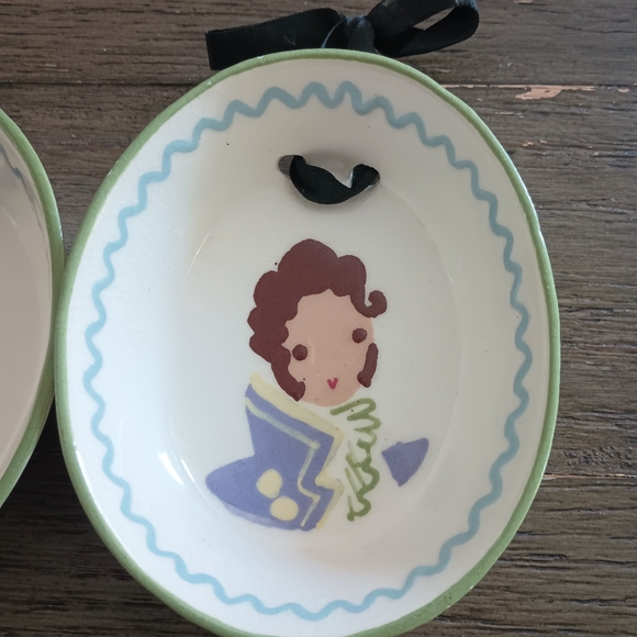 Vintage Cleminsons California Pottery Hand Painted Hanging Portrait Bridgerton - Picture 3 of 8